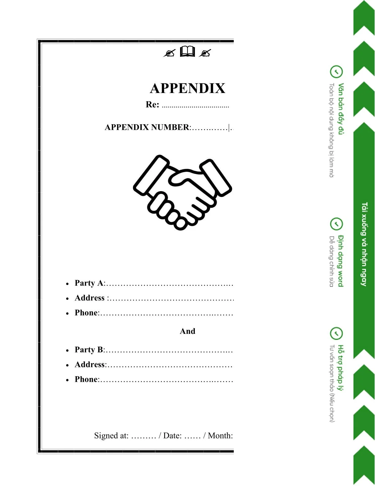 Mẫu annex contract chuyên nghiệp dành cho doanh nghiệp