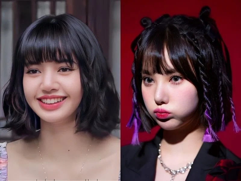 Lisa và Eunha với tóc mái ngố