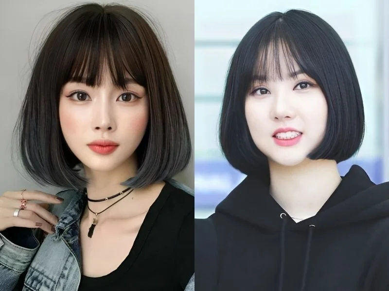 Tóc uốn chữ C ngắn cho mặt vuông