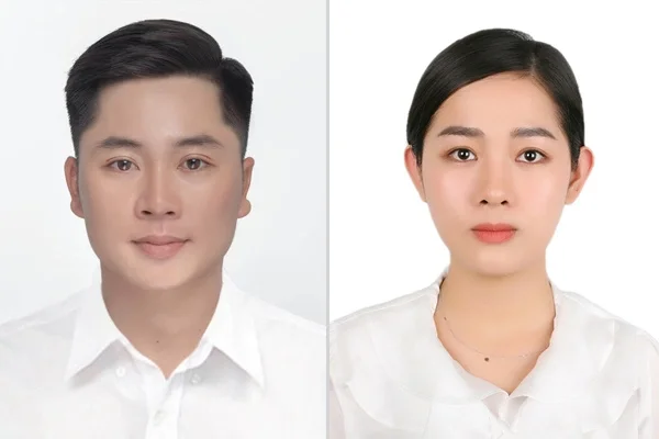 Chân dung nam nữ chụp hình thẻ nền trắng chuẩn hồ sơ