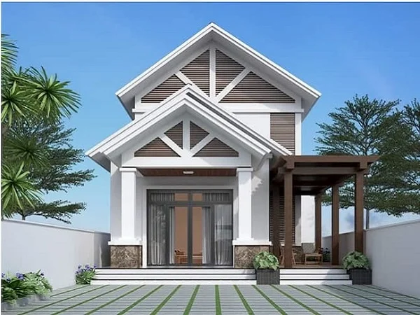 Mẫu nhà gác lửng có mái thái thường xuất hiện phổ biến ở miền quê hoặc trên thành thị