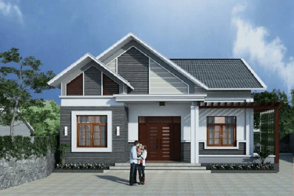 Mẫu nhà gác lửng có mái thái hiện đại, đẹp mắt, phù hợp cho gia đình sinh sống