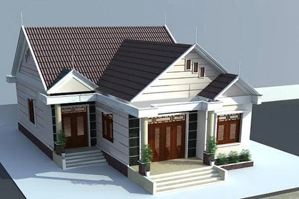 Mẫu nhà gác lửng có mái thái nhiều lớp, tăng tính thẩm mỹ cho ngôi nhà