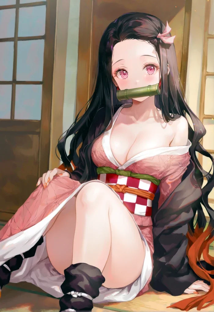 Hình ảnh anime Nezuko Kamado gợi cảm trong bộ phim Thanh Gươm Diệt Quỷ