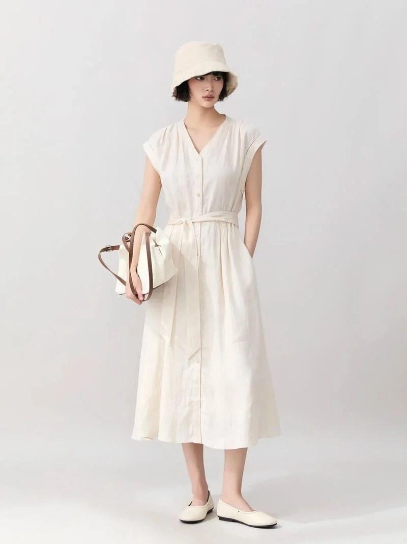 Đầm linen suông