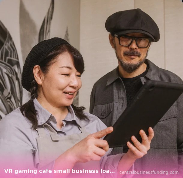 Hình ảnh hai người chủ quán cà phê game VR thảo luận về khoản vay vốn kinh doanh nhỏ từ centralbusinessfunding.com