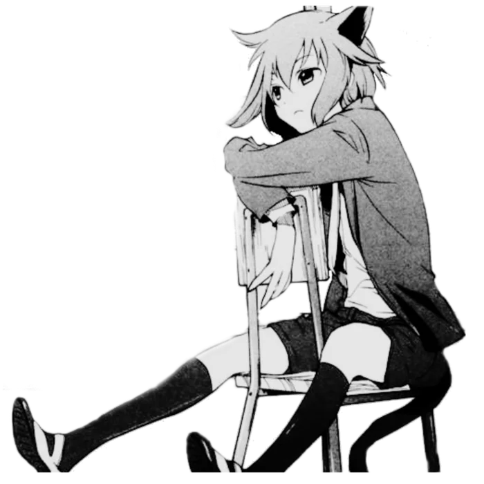Ảnh anime đen trắng nhân vật ngồi ghế