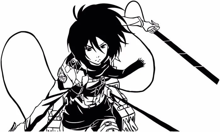 Ảnh anime đen trắng chiến binh Mikasa Ackerman