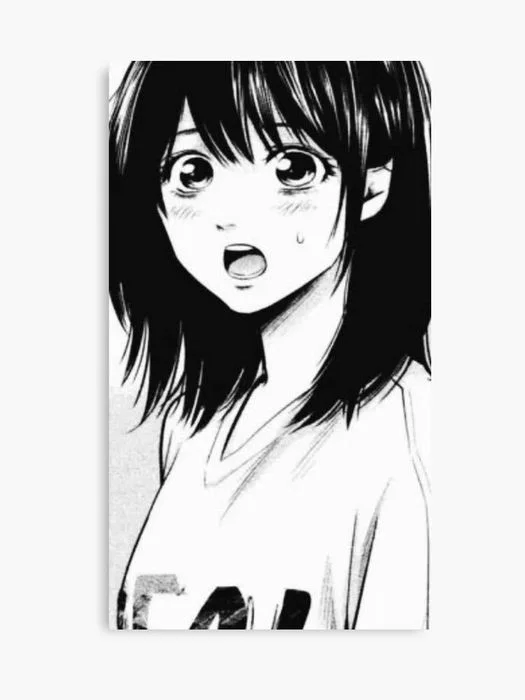 Ảnh anime đen trắng cô gái biểu cảm ngạc nhiên