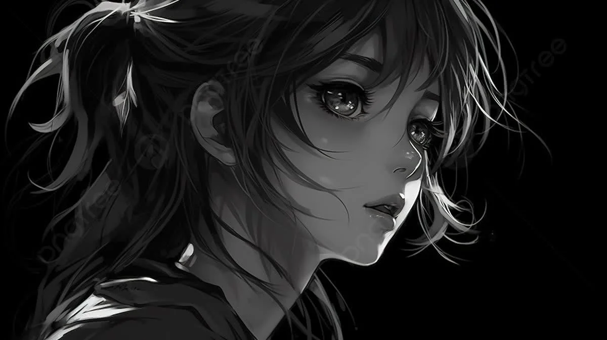 Hình nền Nền Hình ảnh Anime Của Một Cô Gái Với Mái Tóc Trong đêm, ảnh Anime đen Trắng, động Vật, Màu đen Background Vector để tải xuống miễn phí - Pngtree