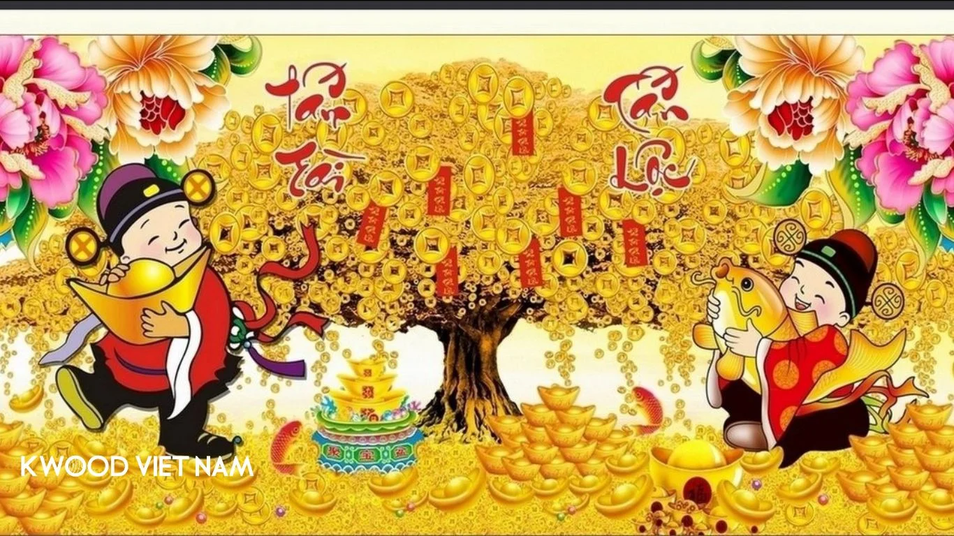 Tranh thần tài phù hộ cho gia đình làm ăn phát đạt