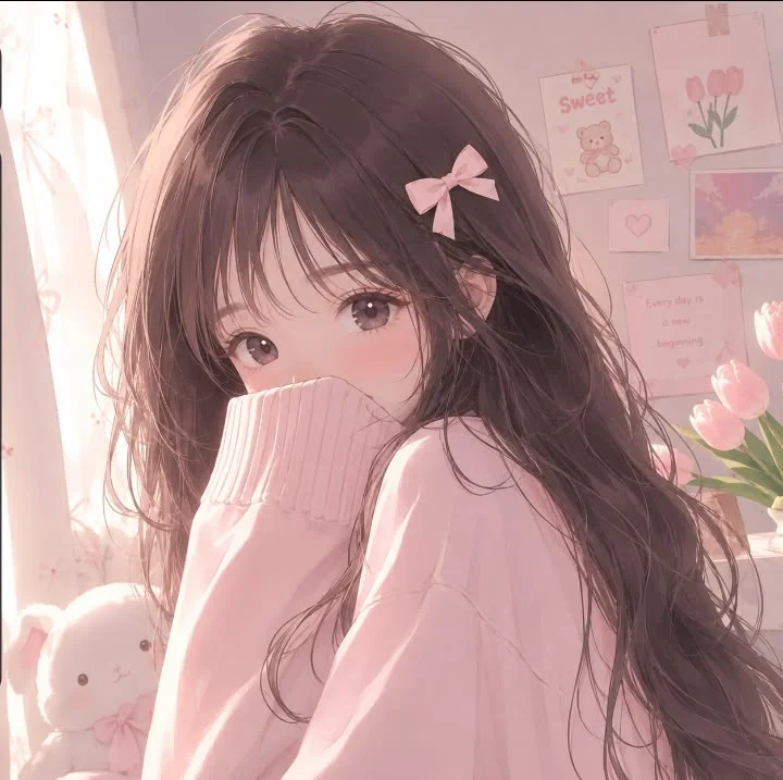 Hình ảnh cute về một cô gái anime phong cách pastel dịu dàng