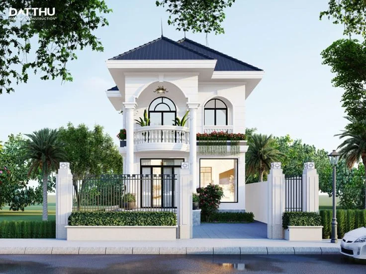 Mẫu nhà đẹp 2 tầng mái thái phong cách tân cổ điển sang trọng và hiện đại.