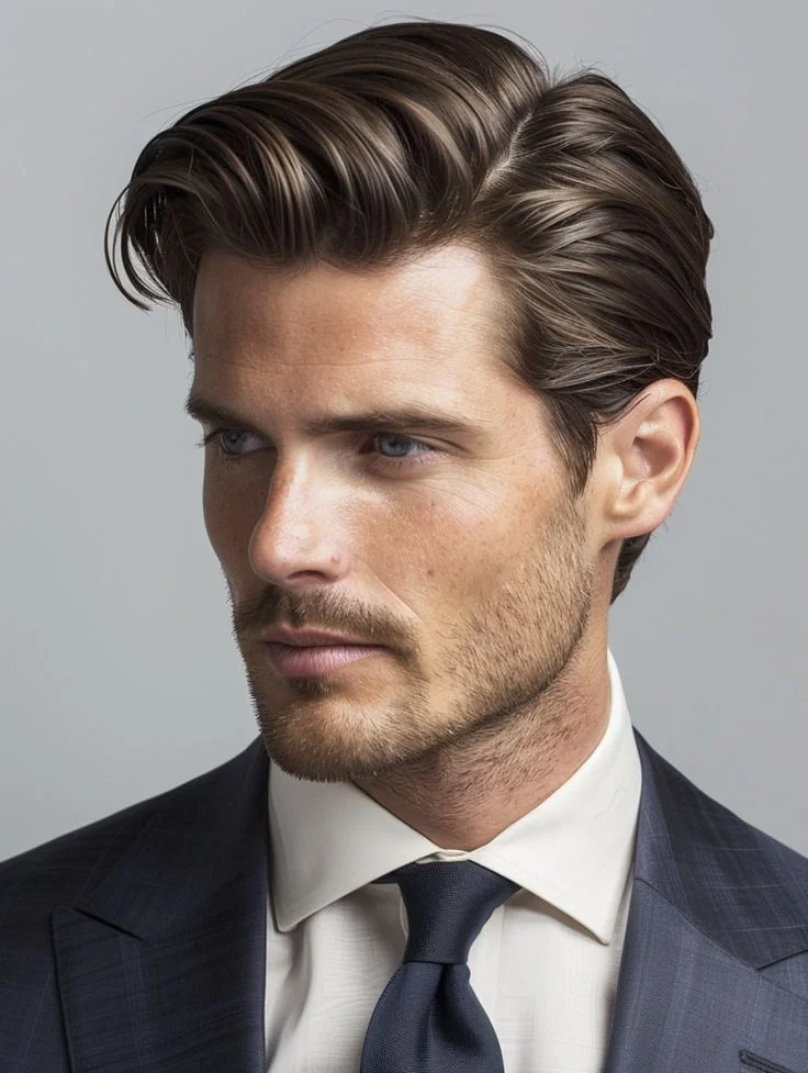 Người mẫu nam với kiểu tóc side part lịch lãm chuyên nghiệp