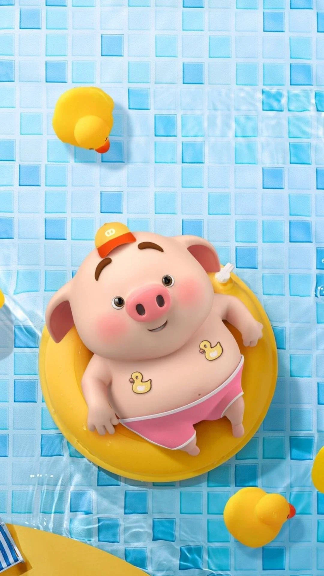 Hình nền Zalo chú heo con đi bơi
