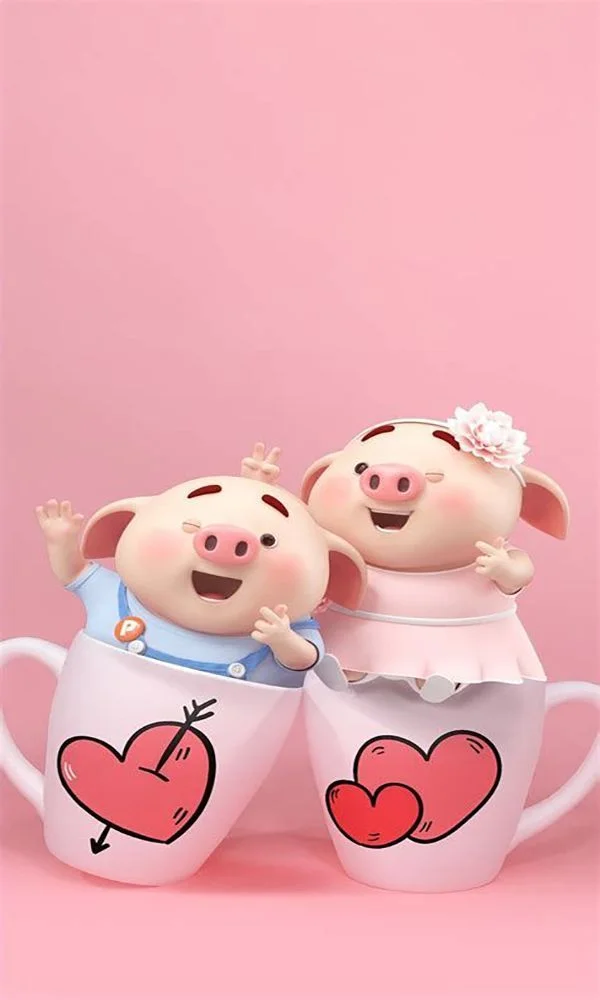 hình nền zalo cặp đôi heo con dễ thương
