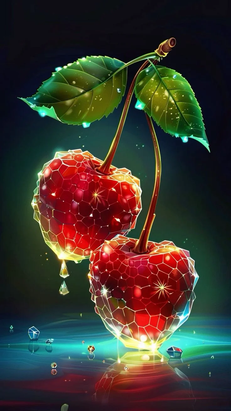 hinh nen dep 3d cho dien thoại qua cherry thuy tinh lap lanh